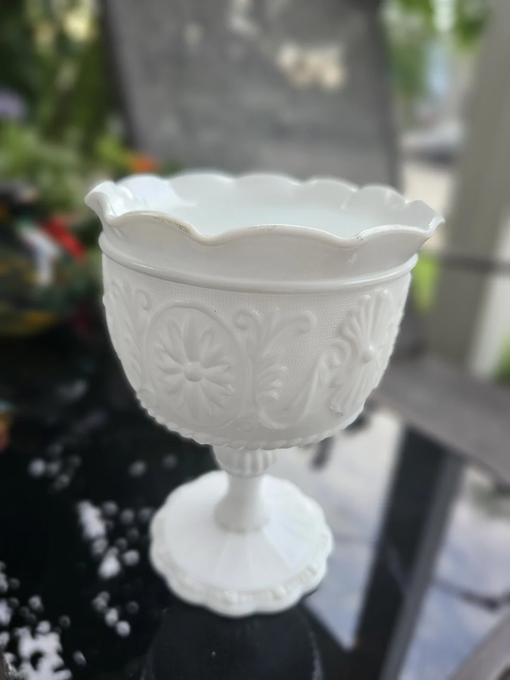 Vintage Indiana Glass Opaque White Milk Glass Pedestal Compote Bowl